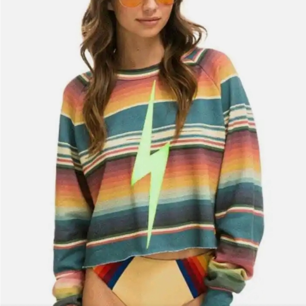 Aviator Nation Multicolor Striped Sweatshirt